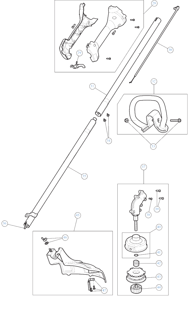 General Assembly Diagram and Parts List for Y25T 41ADY25T900 Yard Machines Trimmer
